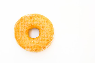Glazed donut with powder isolated on white background