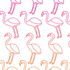 Obraz premium pink flamingo exotic bird decorative seamless pattern vector illustration