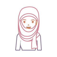 Fototapeta premium Arab woman cartoon neon lines