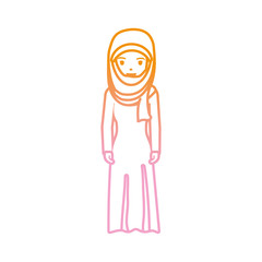 Arab woman cartoon neon lines