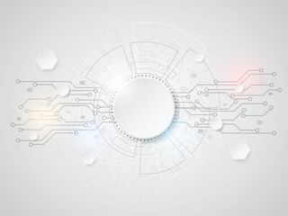 Abstract white technology background concept with various data hi-tech computer elements. Vector illustration