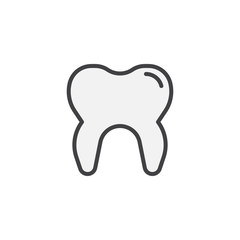 Human tooth filled outline icon, line vector sign, linear colorful pictogram isolated on white. Dental care symbol, logo illustration. Pixel perfect vector graphics