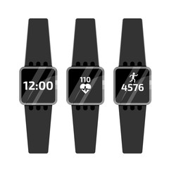 Fitness run tracker band. Sport bracelet or  wristband. Vector illustration.
