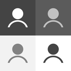 Vector image set of a person icon. People icon. Vector user icon on white-grey-black color.