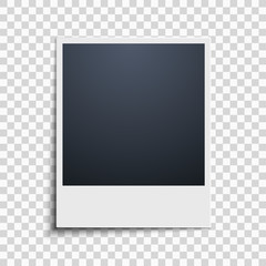 Polaroid on a transparent background. Photo frame. Grid pattern. Vector