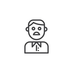 Moustached man line icon, outline vector sign, linear style pictogram isolated on white. Whiskered male symbol, logo illustration. Editable stroke