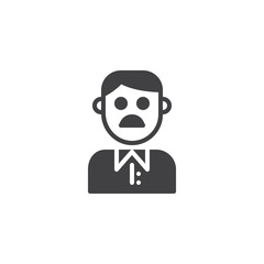 Moustached man icon vector, filled flat sign, solid pictogram isolated on white. Whiskered male symbol, logo illustration.