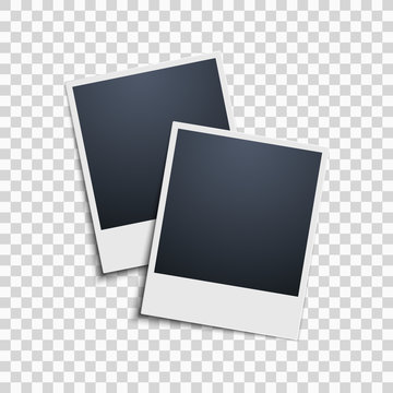 Polaroid on a transparent background. Two photo frames. Vector