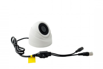 outdoor video surveillance camera, isolate on white background