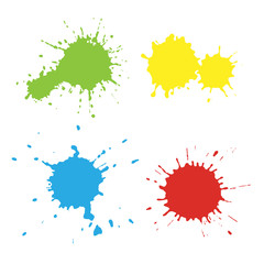 Set of paint spots of different colors, texture of paint spots