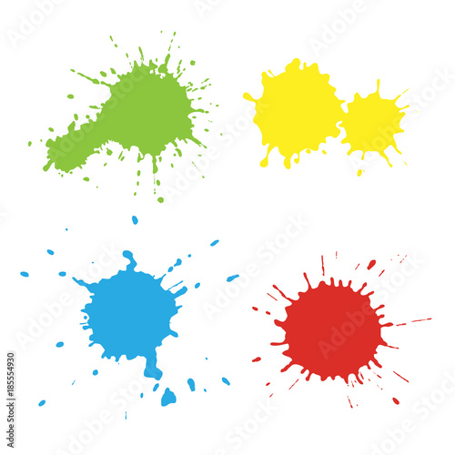 "Set of paint spots of different colors, texture of paint spots" Stock