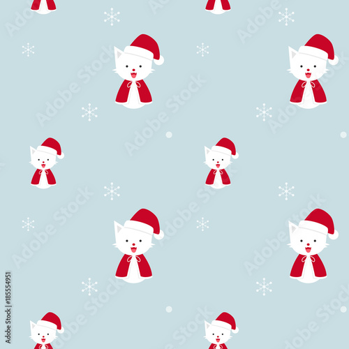 Santa cat, Christmas cats with snow flakes in winter season