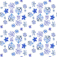 фон со снежинками, бесшовный узор, зимние снежинки - obrazy, fototapety, plakaty