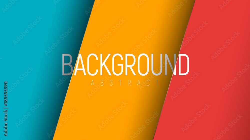 Aufkleber vector background in style of material design with yellow, blue and red stripe.