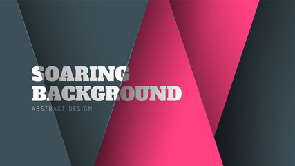 Vector background in a material design style in black and pink layers with shadow.