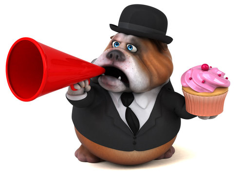 Fun bulldog - 3D Illustration