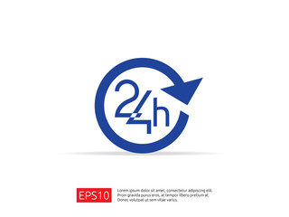 open 24 hours a day icon sign. isolated around circle symbol logo.