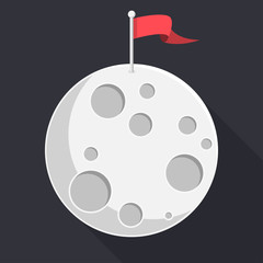 Obraz premium Mond mit Fahne Flat Design Icon