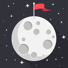 Naklejka premium Mond mit Fahne Flat Design Icon