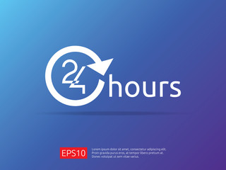 open 24 hours a day icon sign. isolated around circle symbol logo.