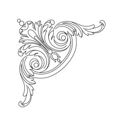 Fototapeta premium Vintage baroque ornament, corner. Retro pattern antique style acanthus. Decorative design element filigree calligraphy vector. - stock vector