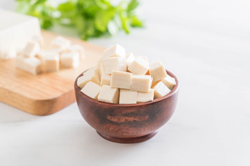 tofu on wooden board