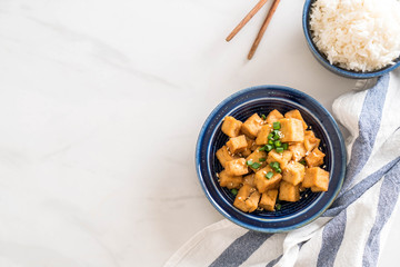 Fried Tofu in a bowl with sesame
