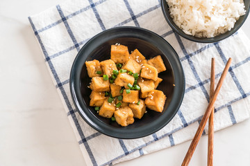 Fried Tofu in a bowl with sesame