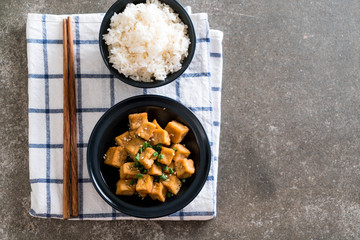 Fried Tofu in a bowl with sesame
