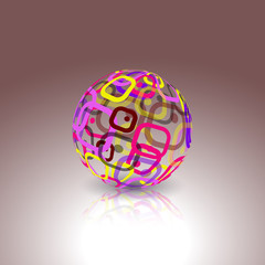 Abstract globe made from retro rectangles. Conceptual Technology Logo.