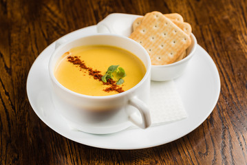  pumpkin soup with croutons