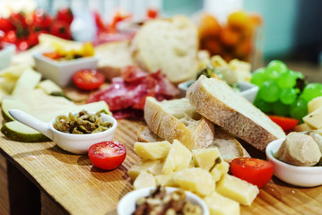 catering table with appetizers