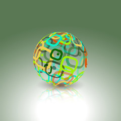 Abstract globe made from retro rectangles. Conceptual Technology Logo.