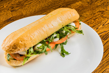 tasty sandwich with mozzarella