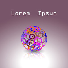 Abstract globe made from retro rectangles. Conceptual Technology Logo.