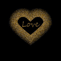 Creative Sparkling Heart made by Golden Glitter for Valentine s Day celebration or Love concept.