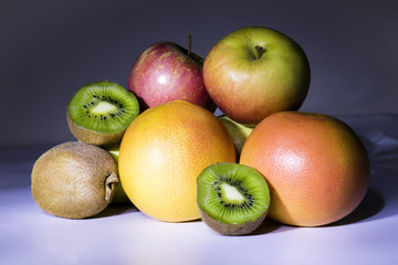 Fruit Mix Composition, Banana, Apple, Grapefruit, kiwi