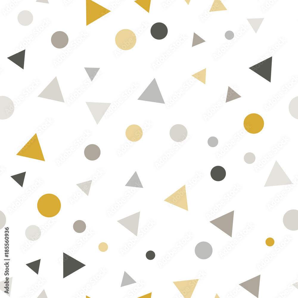 Poster party celebration confetti triangles and dots pattern.