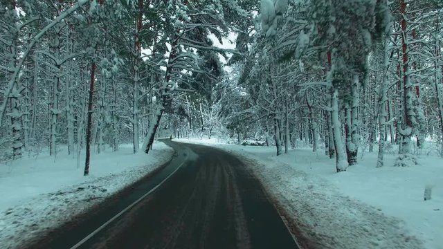 Lone Runner In Wintry Wood Aerial Drone Footage