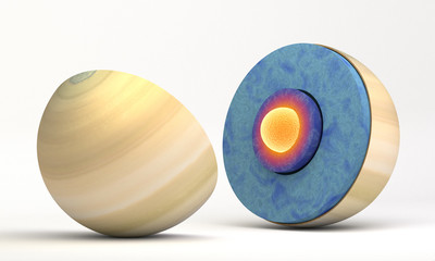 Saturn inside structure, 3D concept for illustration © ordus