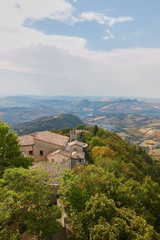 Fototapeta na wymiar San Marino, Panoramic view of the local surroundings.