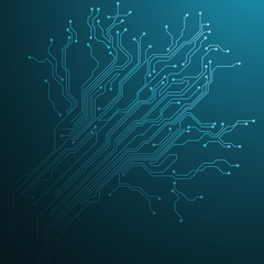 Vector abstract technology illustration with circuit board. High tech digital scheme of electronic device.