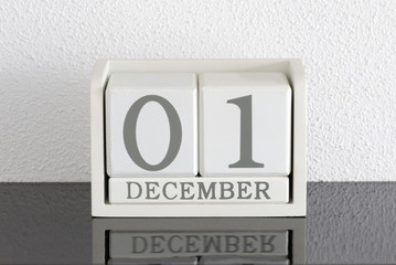White block calendar present date 1 and month December