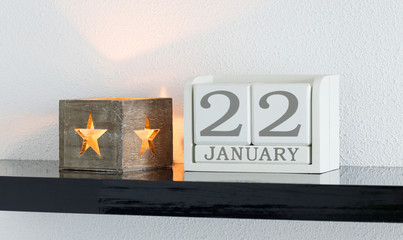 White block calendar present date 22 and month January
