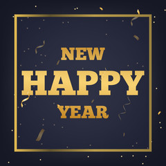 Happy new year 2018 collars place for text, a golden frame, confetti and tinsel. vector illustration