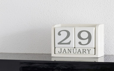 White block calendar present date 29 and month January