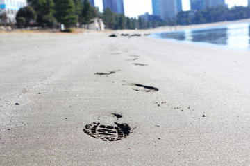 Boots footprint on the Beach, Odaiba, Tokyo