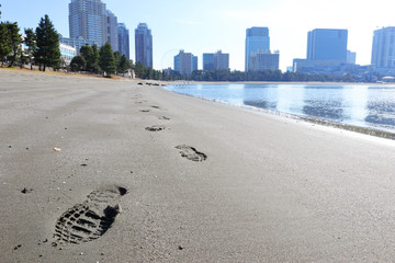 Boots footprint on the Beach, Odaiba, Tokyo