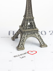 Fototapeta na wymiar Eiffel tower and rose for valentines day