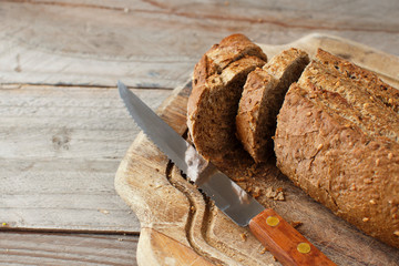 Wholemeal Bread on a Wooden Table
